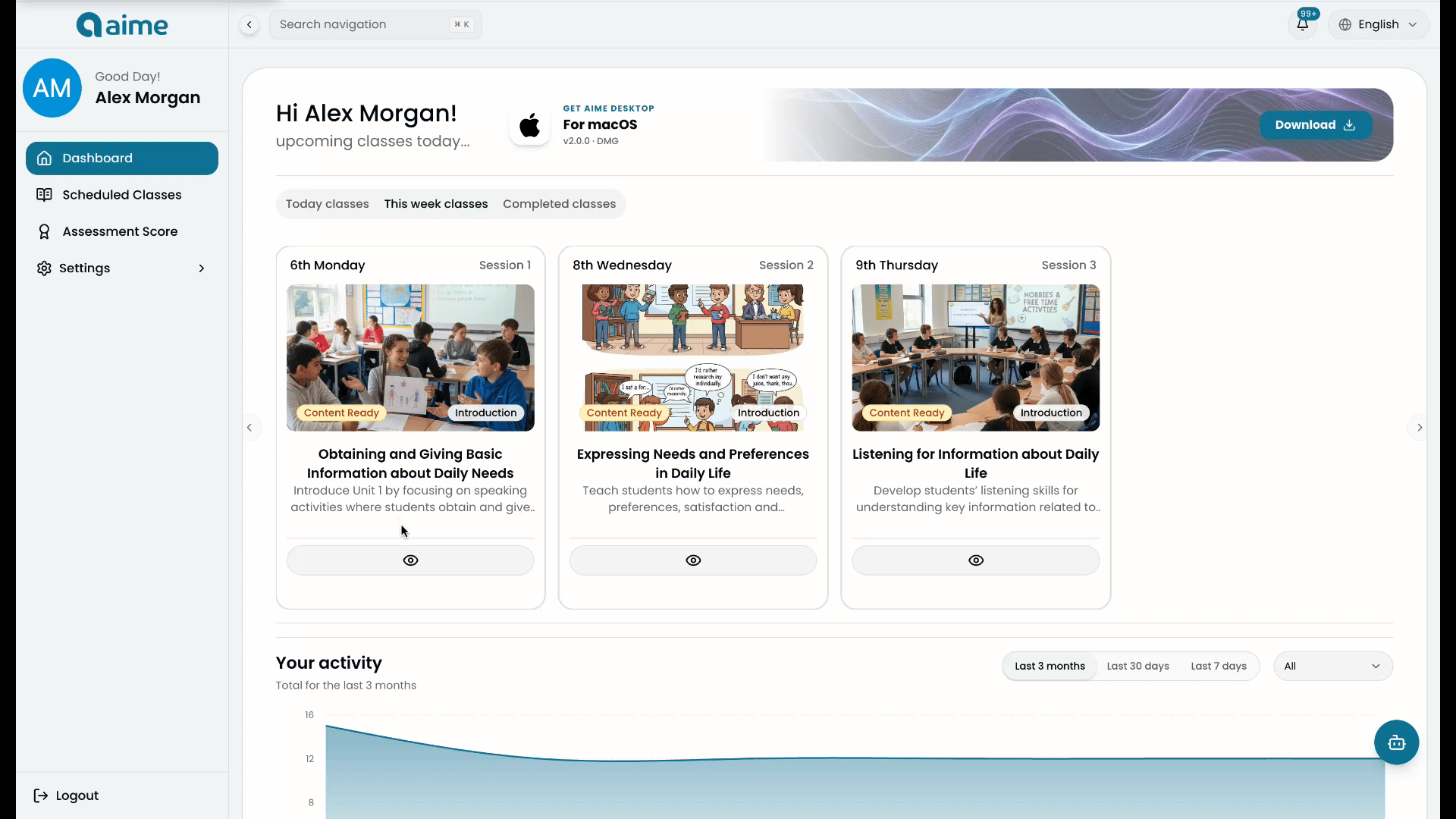 aime opening a lesson — generated end-to-end in seconds